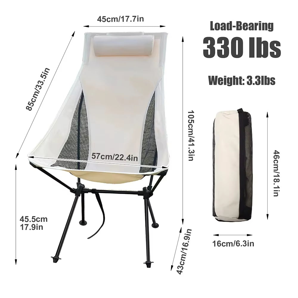 WESTTUNE Folding Camping Chair with Headrest – Lightweight & Portable