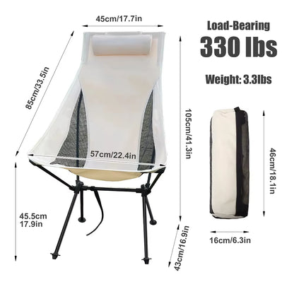 WESTTUNE Folding Camping Chair with Headrest – Lightweight & Portable