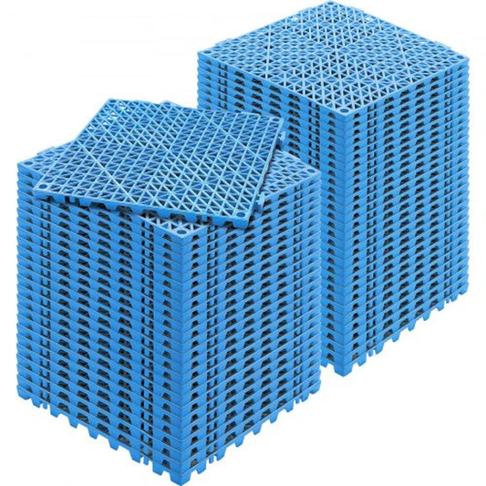 VEVOR Interlocking Drainage Floor Tiles – 55 PCS, 12x12 in, Soft PVC, Blue