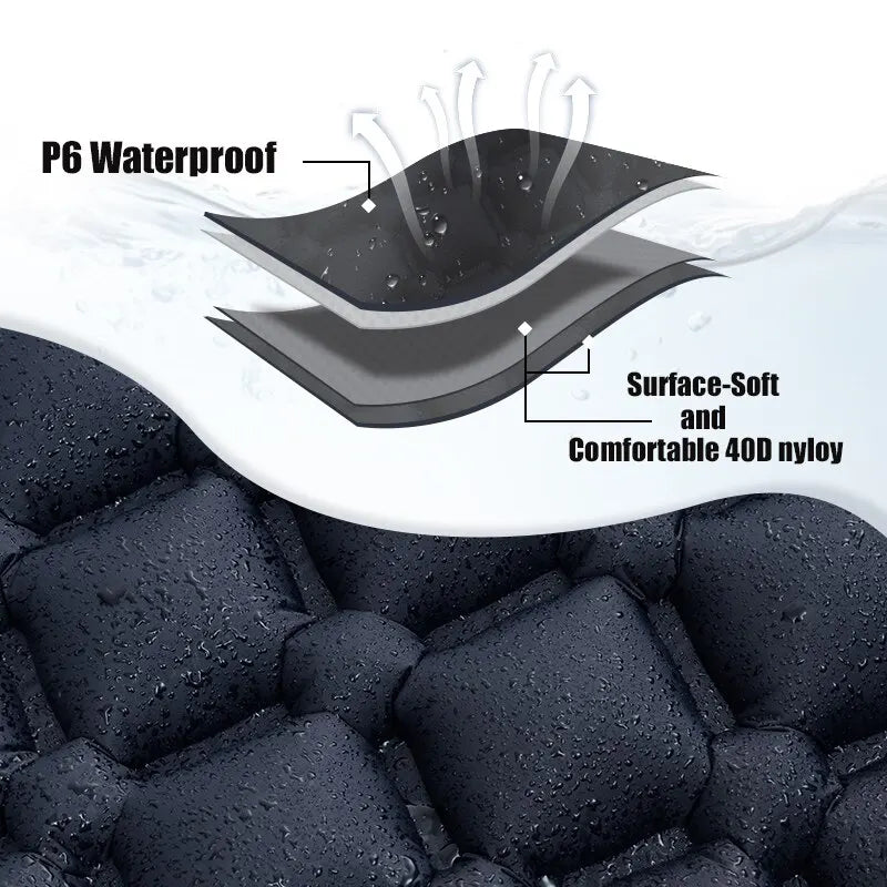 Inflatable Sleeping Pad with Pillow – Camping Mat with Integrated Pump