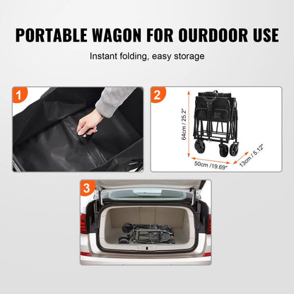 VEVOR Folding Utility Wagon – All-Terrain Cart, 220 lbs Capacity
