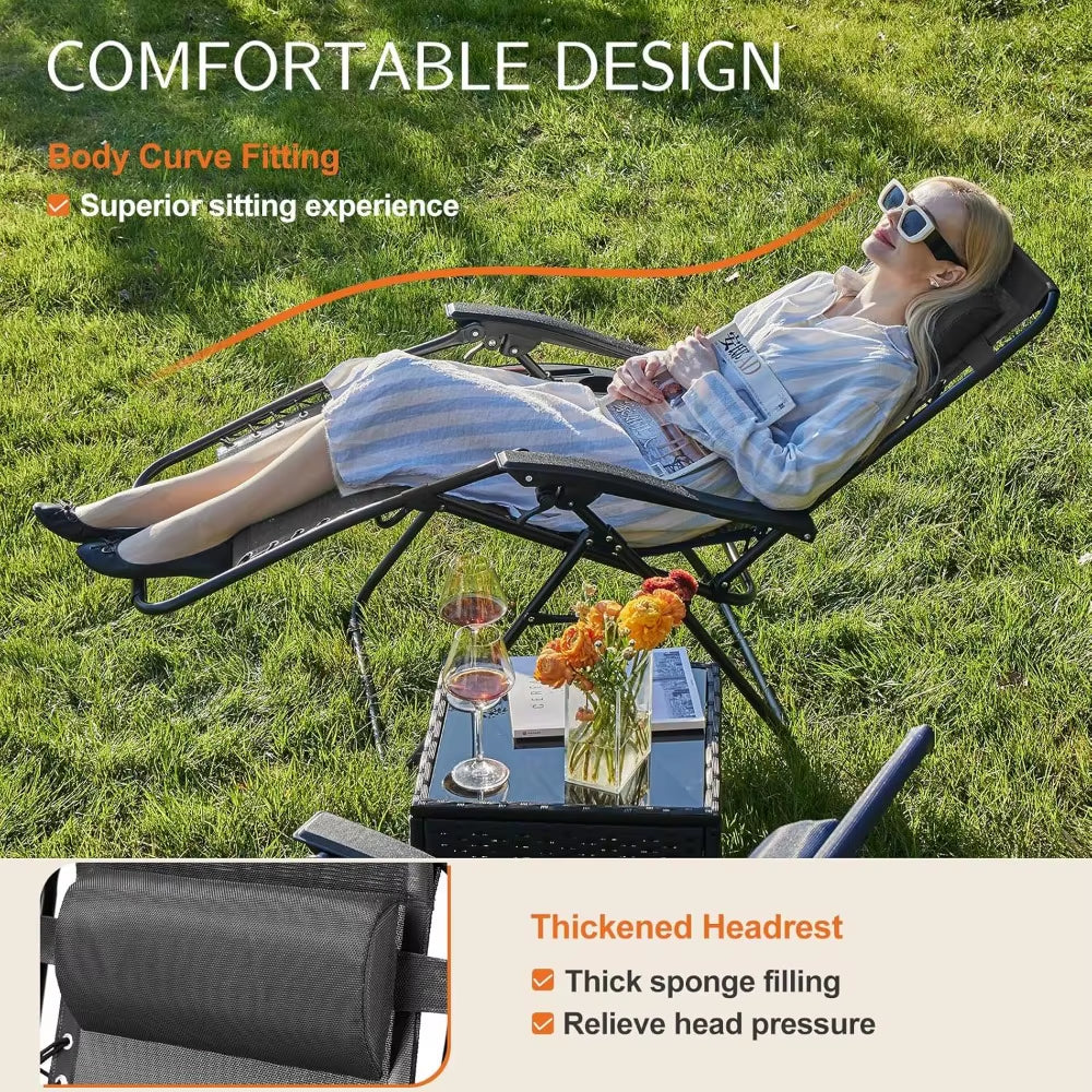 Zero Gravity Chairs – Set of 2 Folding Lounge Recliners with Cup Holders