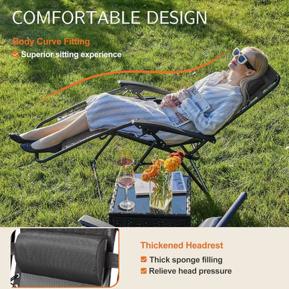 Zero Gravity Chairs – Set of 2 Folding Lounge Recliners with Cup Holders