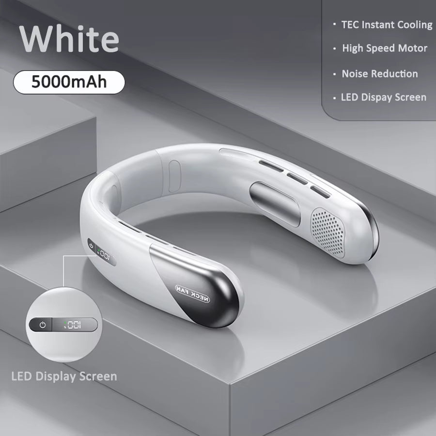 Needoras Bladeless Neck Fan – Rechargeable | LED Display | 26°C Cooling
