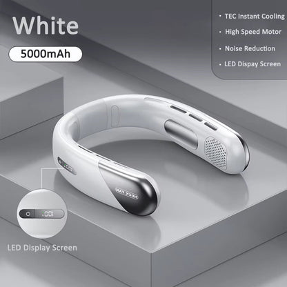 Needoras Bladeless Neck Fan – Rechargeable | LED Display | 26°C Cooling
