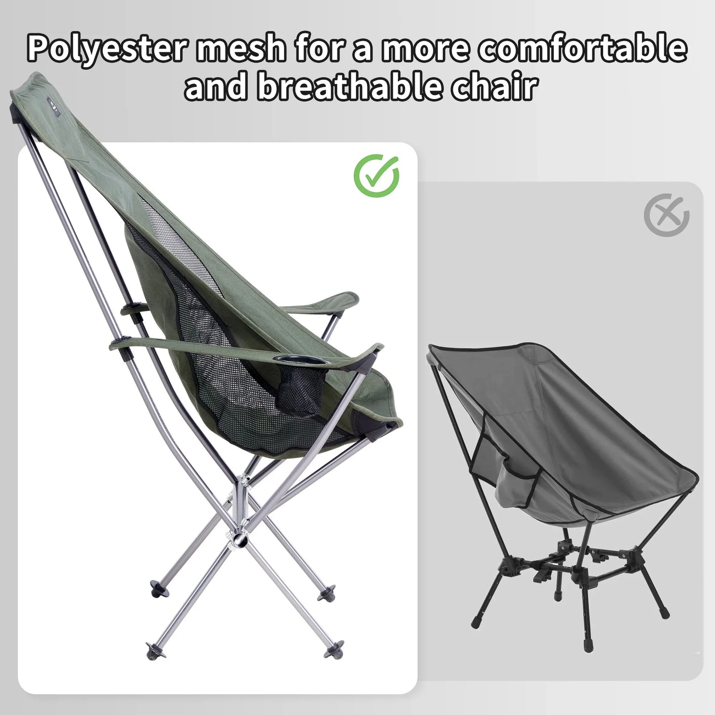 Plus Size Ultralight Camping Chair – Wide Folding Outdoor Seat