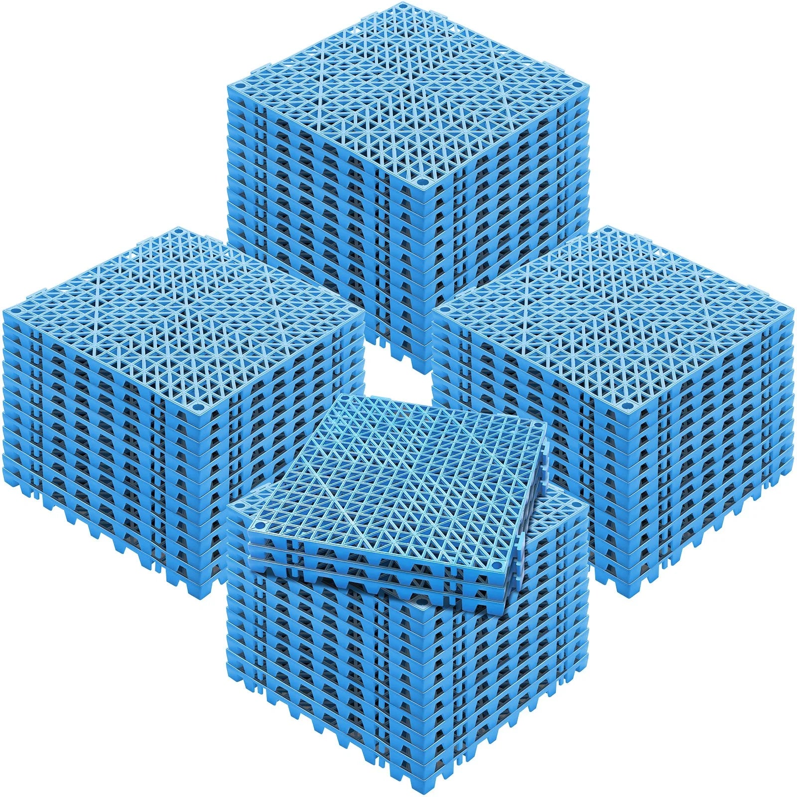 VEVOR Interlocking Drainage Floor Tiles – 55 PCS, 12x12 in, Soft PVC, Blue