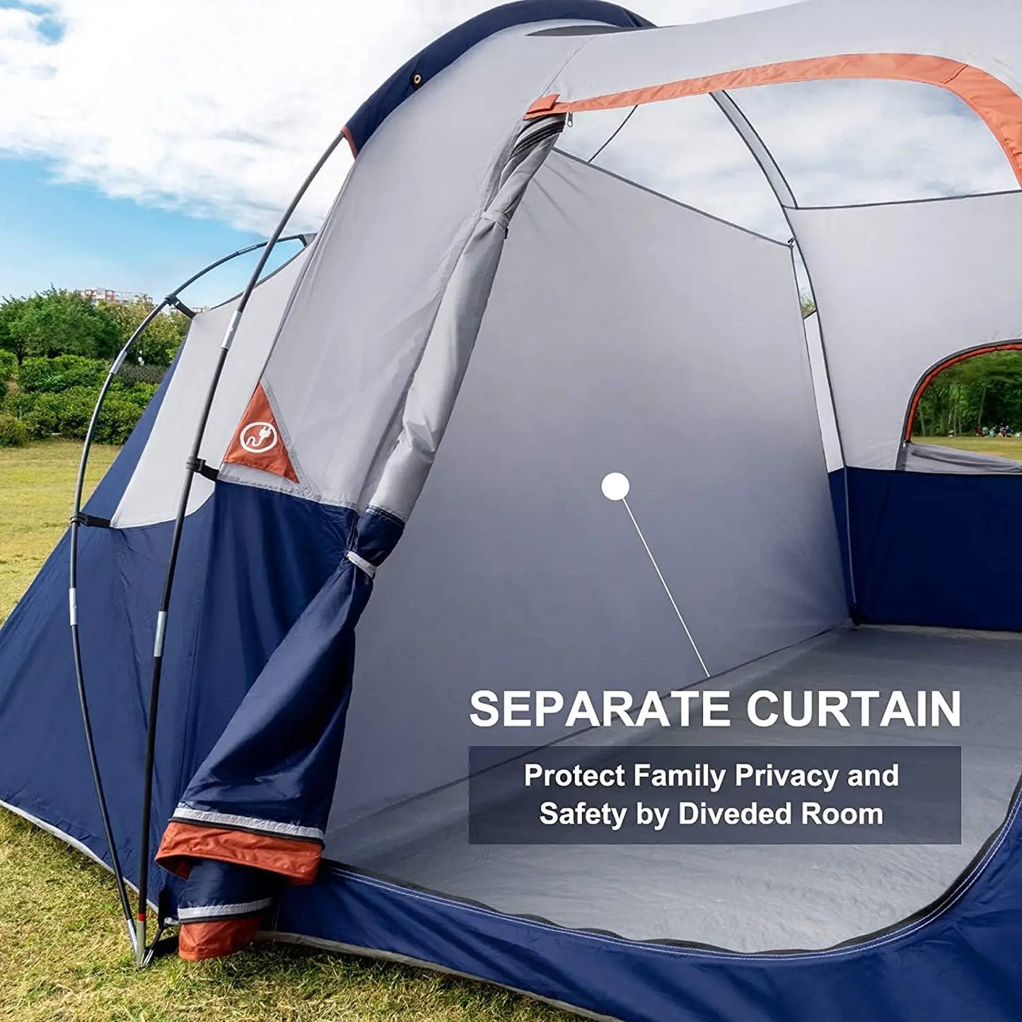 HIKERGARDEN 10-Person Family Camping Tent – Windproof & Easy Setup Dome Tent for Outdoors