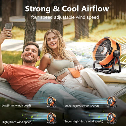 Needoras 20000mAh Wireless Camping Fan with LED Light – Portable Rechargeable Tent Fan