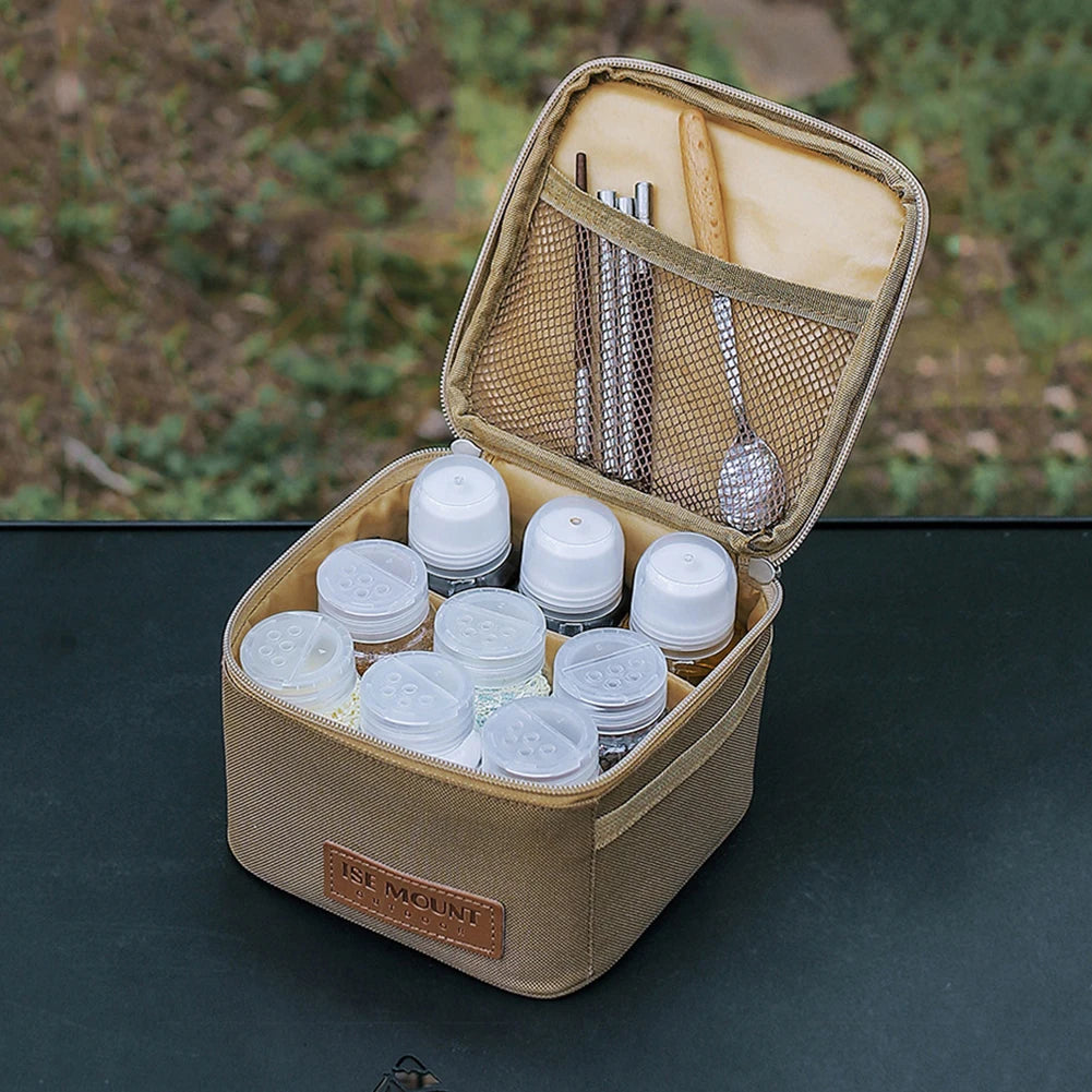 Camping Seasoning Bottle Set Storage Bag Portable Sealing Oil Bottle Large Capacity Condiment Jars Organizer for Camping Picnic