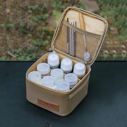 Camping Seasoning Bottle Set Storage Bag Portable Sealing Oil Bottle Large Capacity Condiment Jars Organizer for Camping Picnic