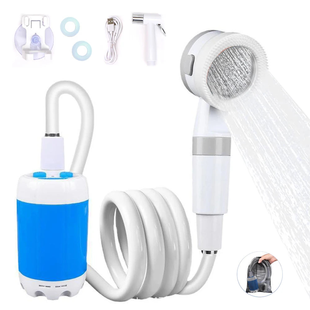 Rechargeable Camping Shower – Portable, Adjustable Flow, Powerful Outdoor Spray for Travel, Hiking & Pet Cleaning