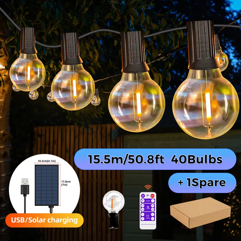 Solar G40 Patio Lights – LED Shatterproof Bulbs for Outdoor Use