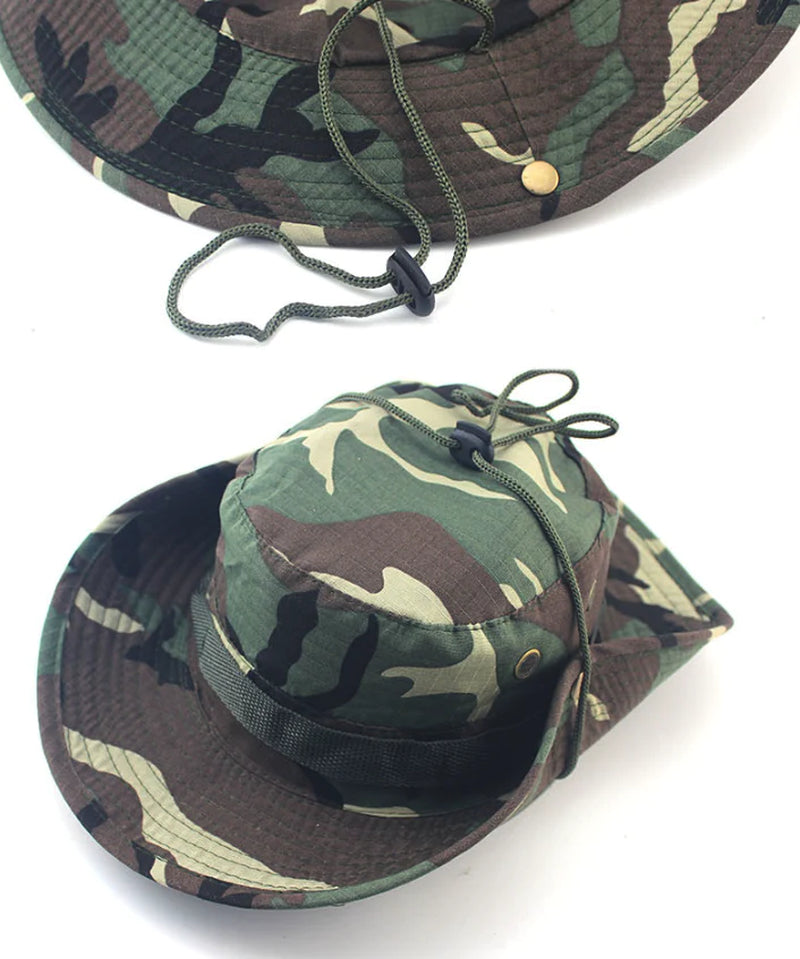 Boonie Bucket Hat – Outdoor Camo Safari Cap w/ Mesh & Wide Brim