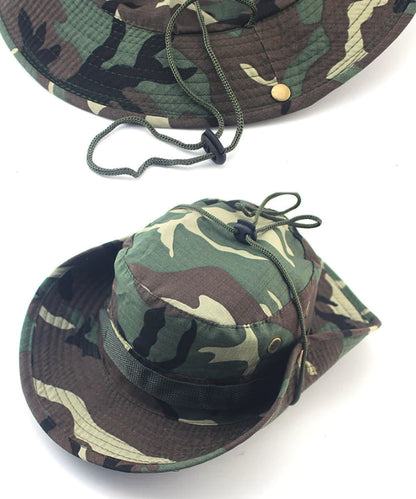 Boonie Bucket Hat – Outdoor Camo Safari Cap w/ Mesh & Wide Brim