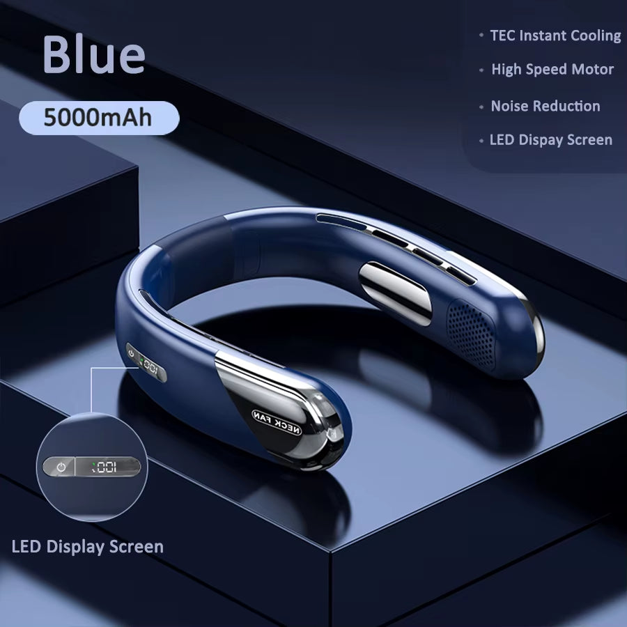 Needoras Bladeless Neck Fan – Rechargeable | LED Display | 26°C Cooling