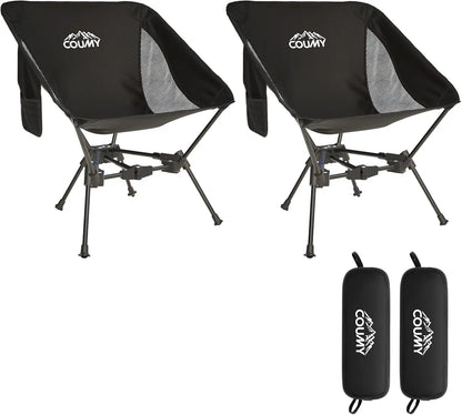 2-Pack Ultralight Camping Chairs – Folding & Portable with Side Pockets