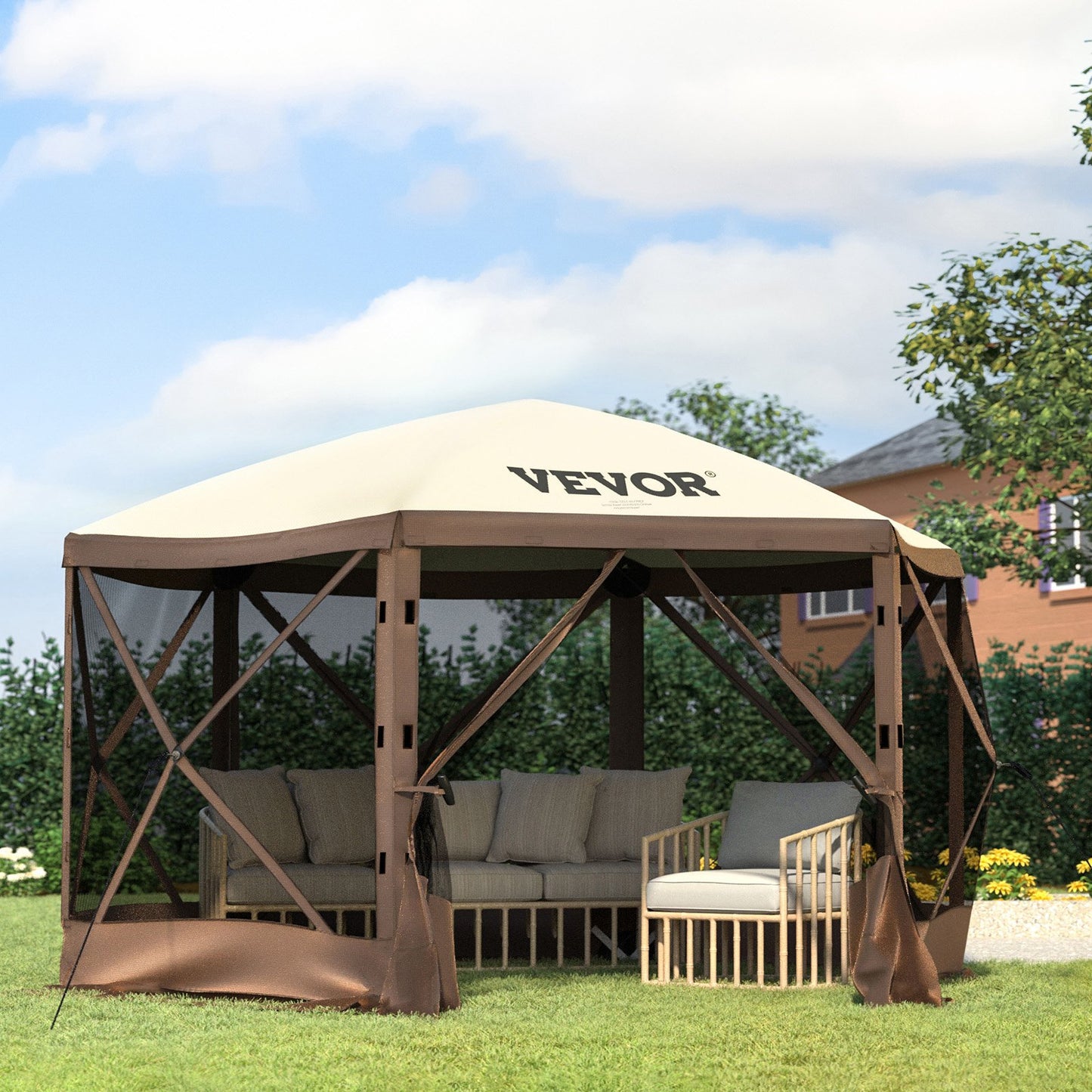 6-Sided Camping Gazebo Tent – Waterproof, Fits 8 People