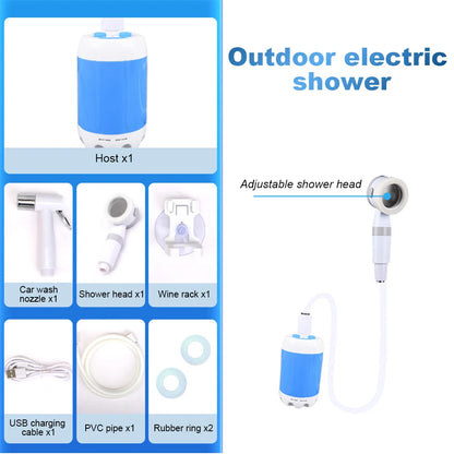 Rechargeable Camping Shower – Portable, Adjustable Flow, Powerful Outdoor Spray for Travel, Hiking & Pet Cleaning