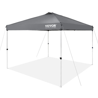 VEVOR 10x10 Ft Pop-Up Canopy Tent – Waterproof Sun Shelter with Roller Bag & Sandbags, Dark Gray