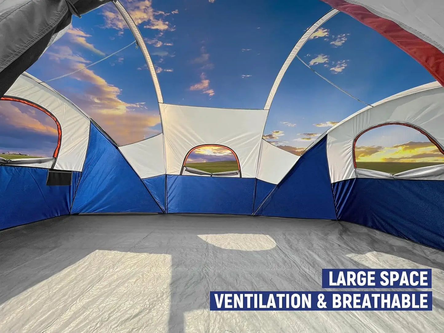HIKERGARDEN 10-Person Family Camping Tent – Windproof & Easy Setup Dome Tent for Outdoors