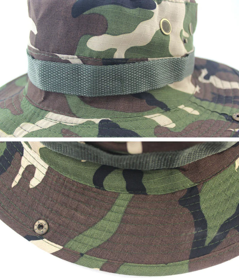 Boonie Bucket Hat – Outdoor Camo Safari Cap w/ Mesh & Wide Brim