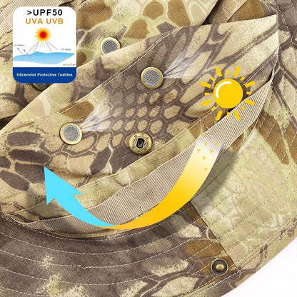 Boonie Bucket Hat – Outdoor Camo Safari Cap w/ Mesh & Wide Brim