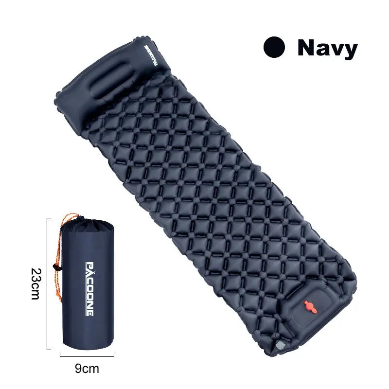 Inflatable Sleeping Pad with Pillow – Camping Mat with Integrated Pump