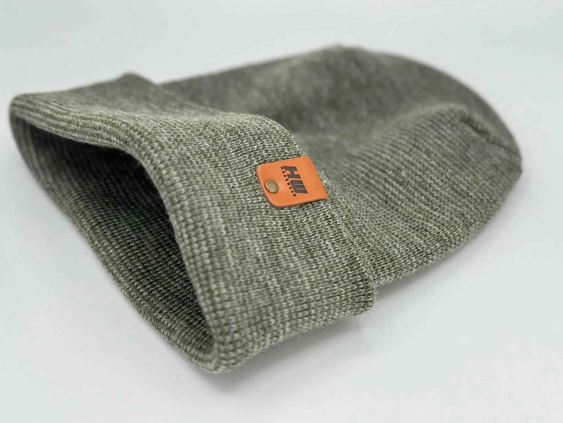 HAAKWEAR H-Stitch Fusion Cuffed Beanie – Gray/Green (Patented Design, Made in USA)