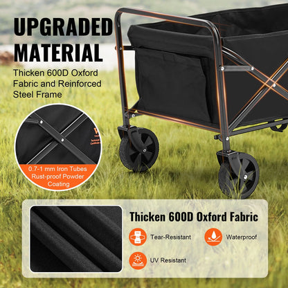 VEVOR Folding Utility Wagon – All-Terrain Cart, 220 lbs Capacity
