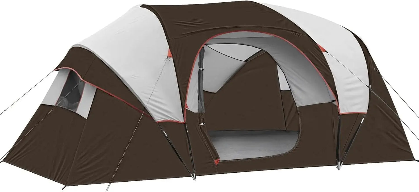 HIKERGARDEN 10-Person Family Camping Tent – Windproof & Easy Setup Dome Tent for Outdoors