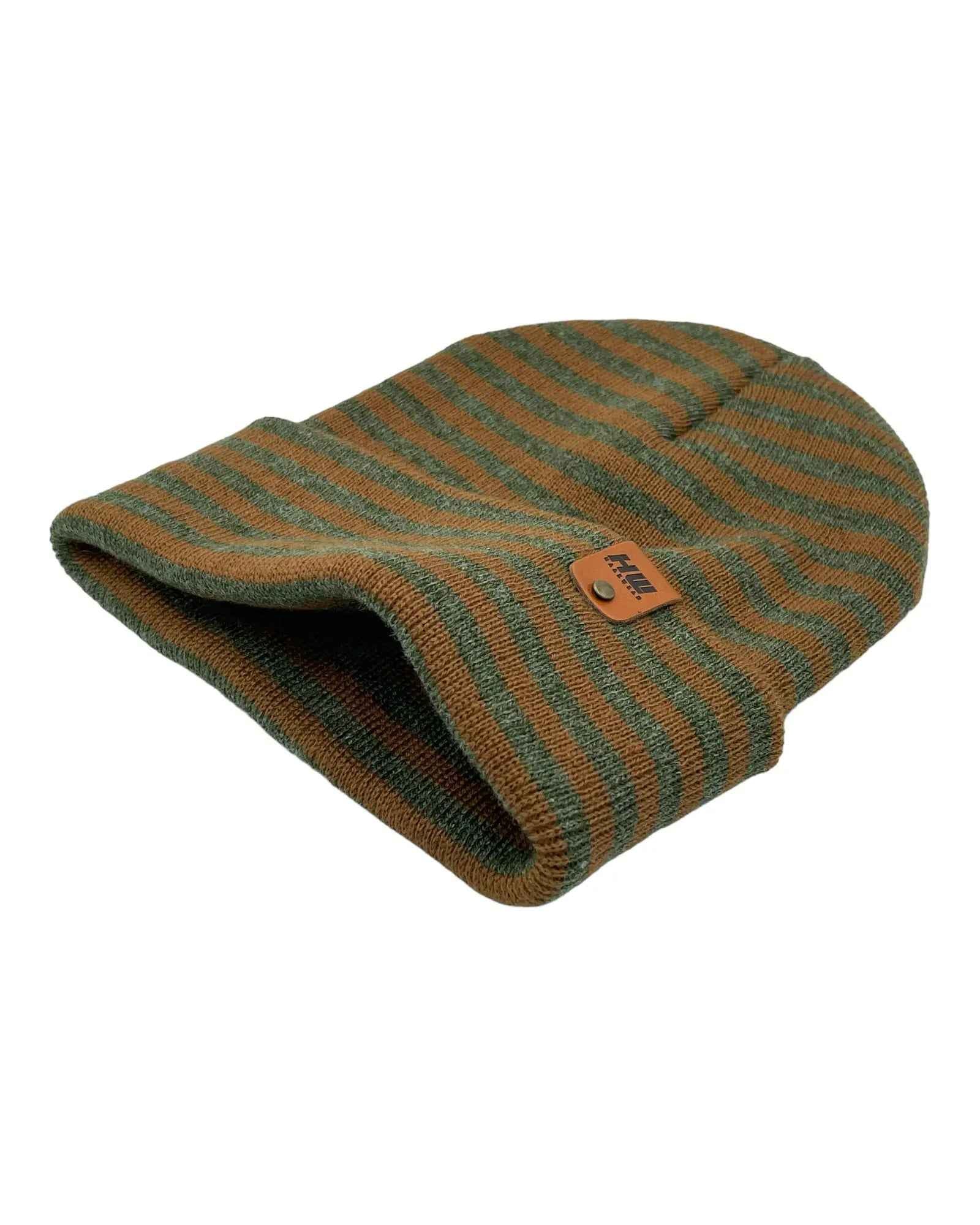 Classic RORO Knit Beanie – Brown & Green | HAAKWEAR USA Made