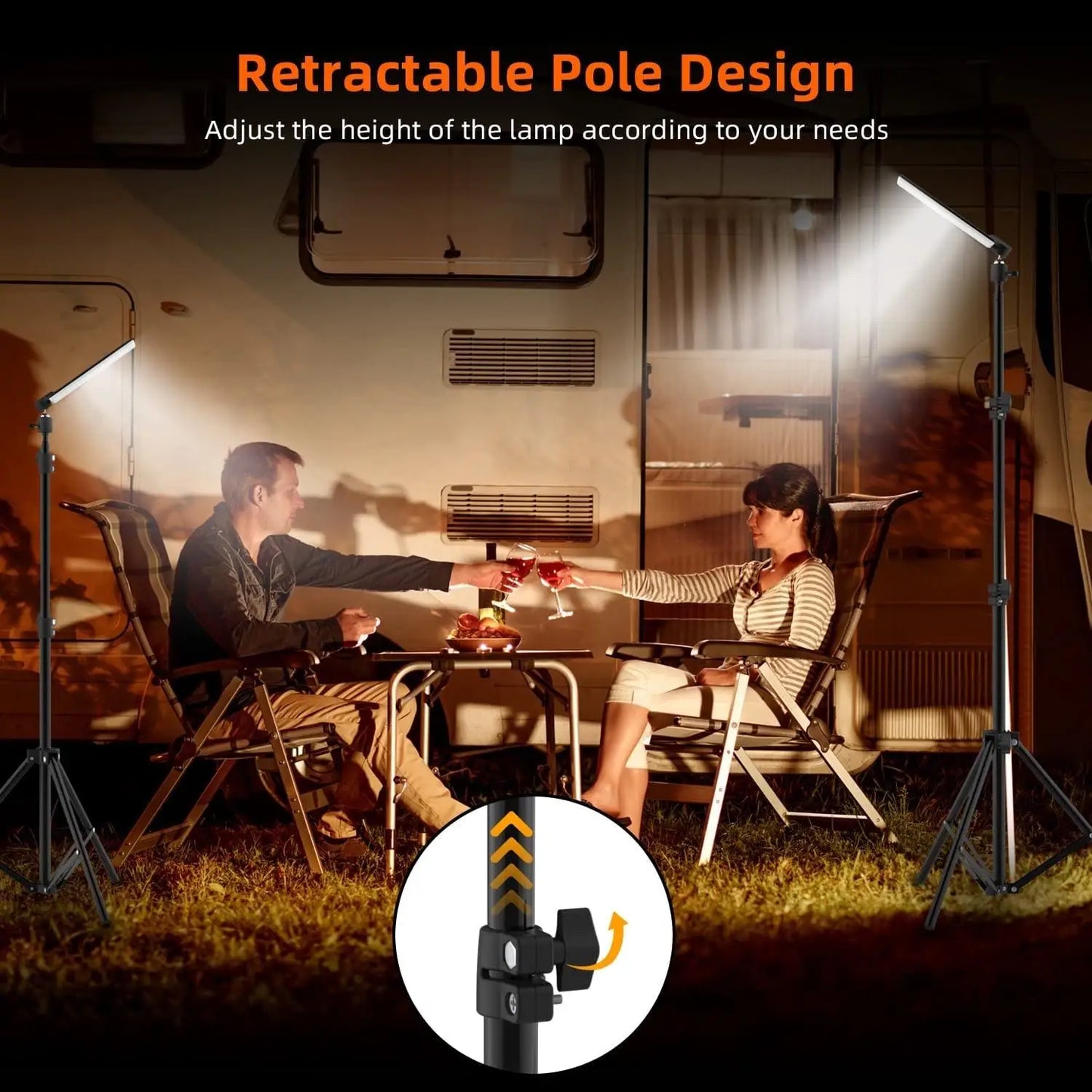 1680 Lumen Portable LED Work Light with Telescoping Tripod – USB Powered, Adjustable Outdoor Camping Lantern