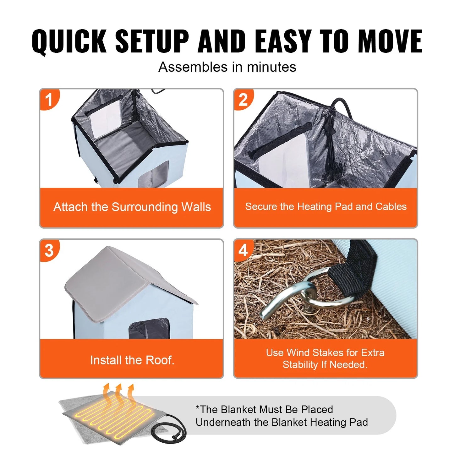 VEVOR Heated Cat House – Foldable Kitty Shelter with Heated Pad, Small Size
