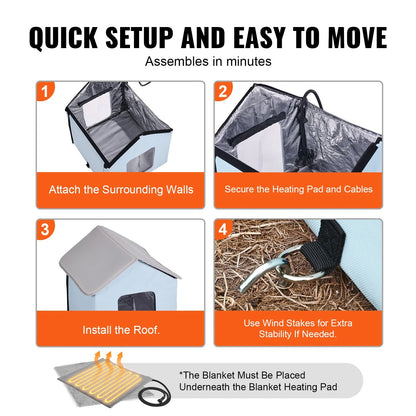 VEVOR Heated Cat House – Foldable Kitty Shelter with Heated Pad, Small Size