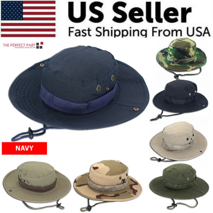 Boonie Bucket Hat – Outdoor Camo Safari Cap w/ Mesh & Wide Brim