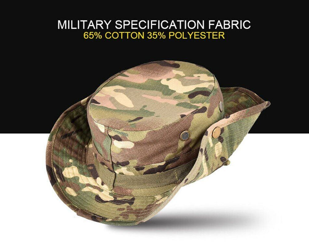 Boonie Bucket Hat – Outdoor Camo Safari Cap w/ Mesh & Wide Brim