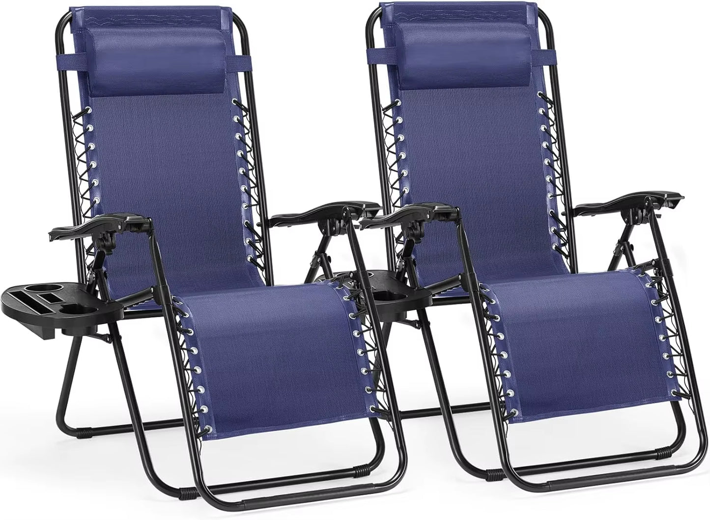 Zero Gravity Chairs – Set of 2 Folding Lounge Recliners with Cup Holders