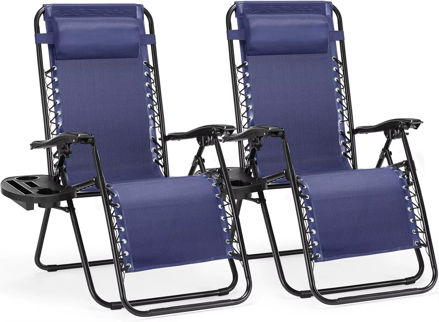 Zero Gravity Chairs – Set of 2 Folding Lounge Recliners with Cup Holders