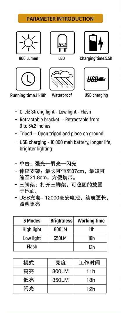 Portable Retractable Camping Lantern – High Brightness Outdoor LED Light