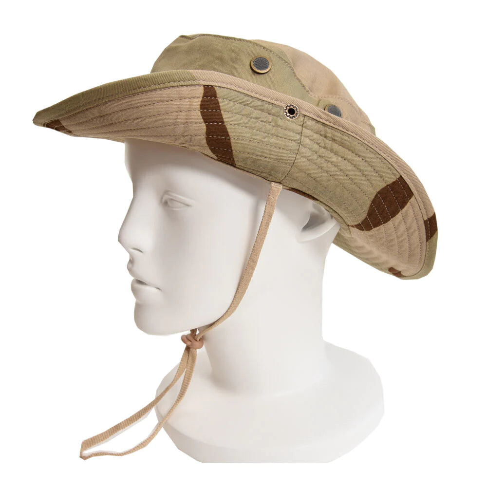 Boonie Bucket Hat – Outdoor Camo Safari Cap w/ Mesh & Wide Brim