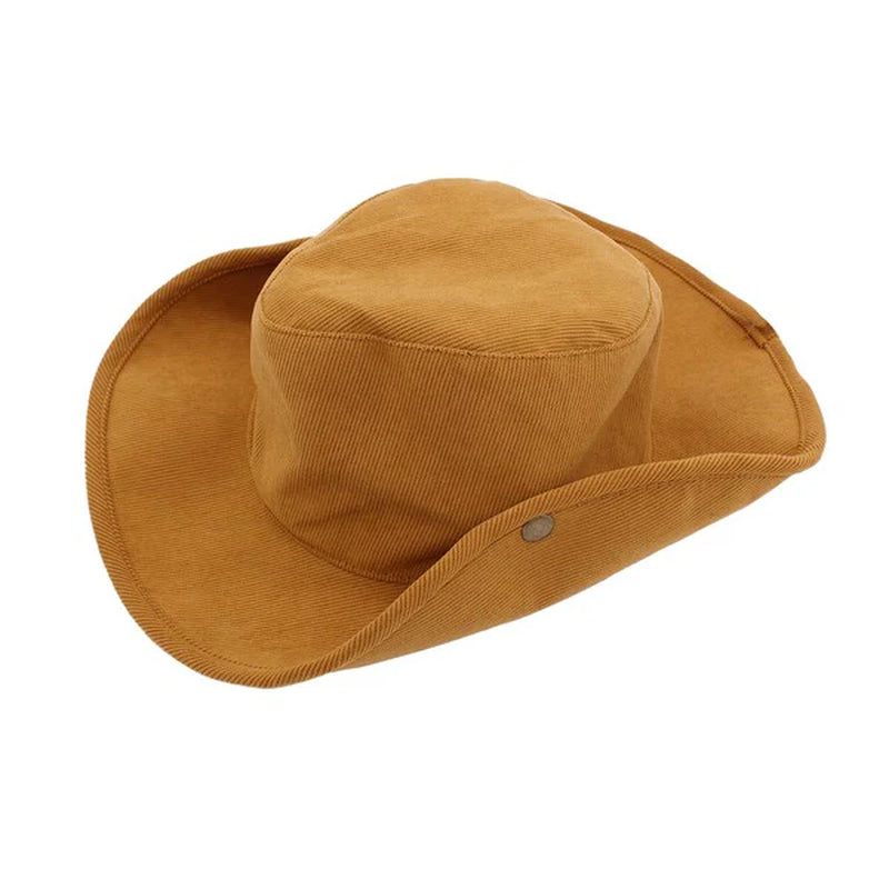 Corduroy Side-Snap Cowboy Hat – Versatile & Stylish