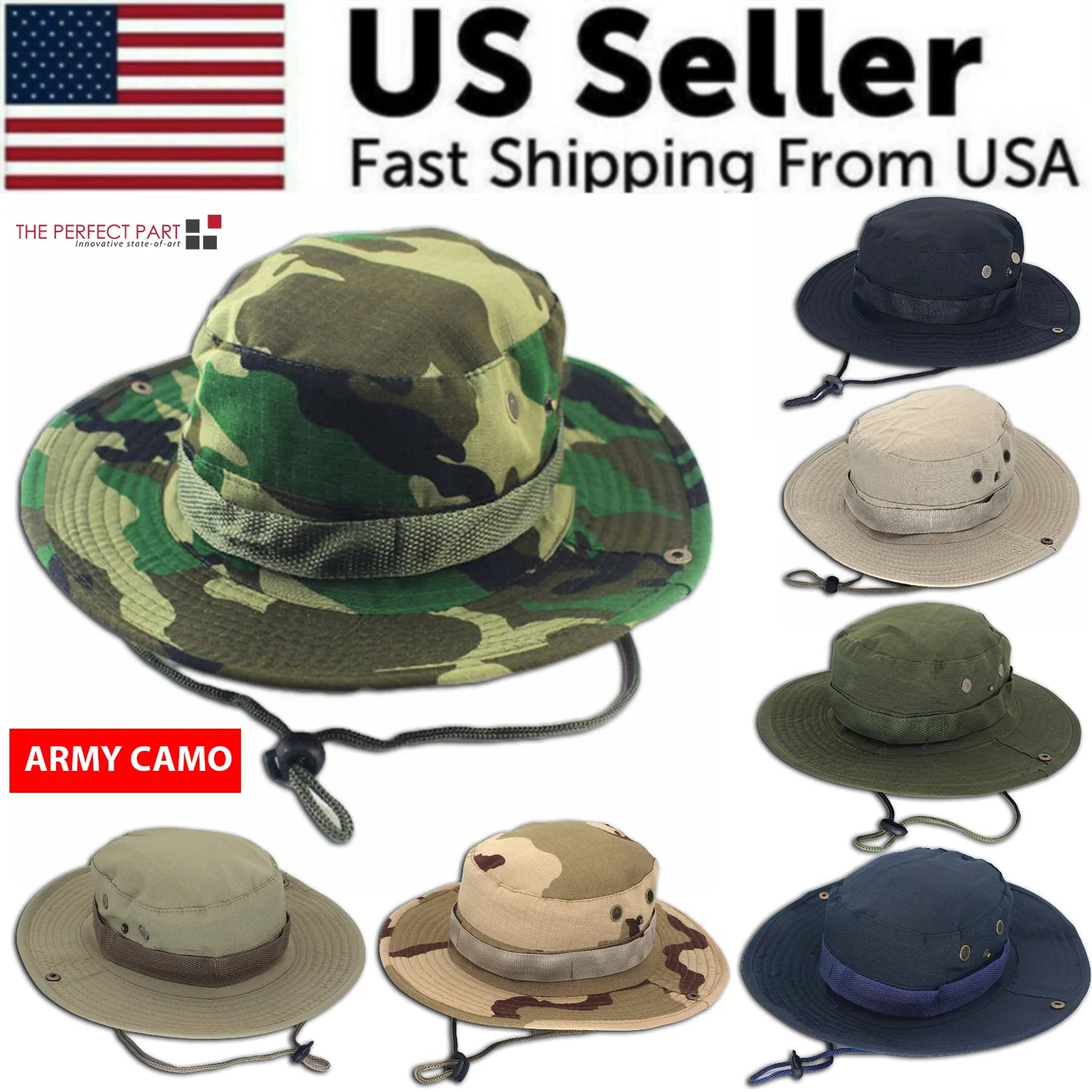 Boonie Bucket Hat – Outdoor Camo Safari Cap w/ Mesh & Wide Brim