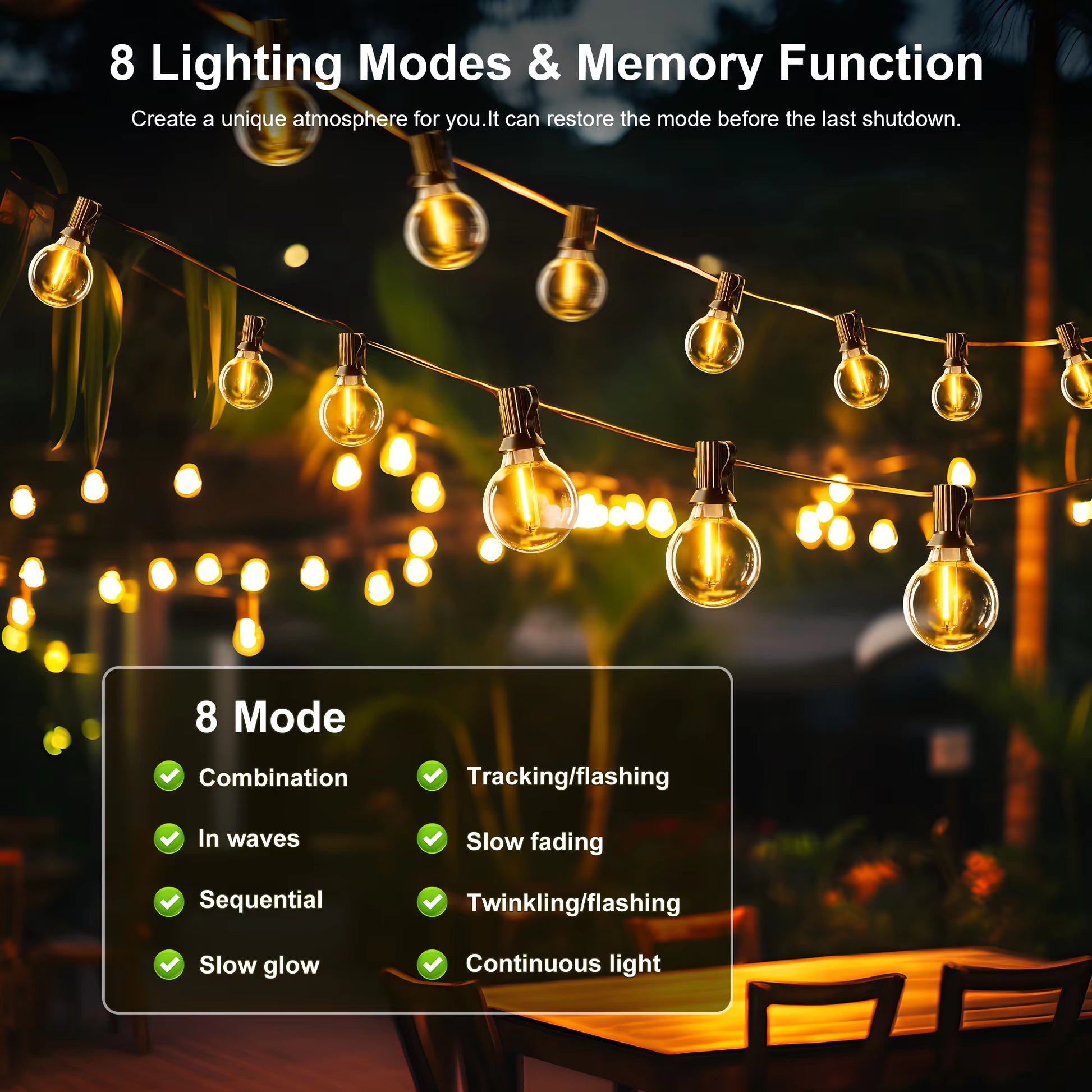 Solar G40 Patio Lights – LED Shatterproof Bulbs for Outdoor Use
