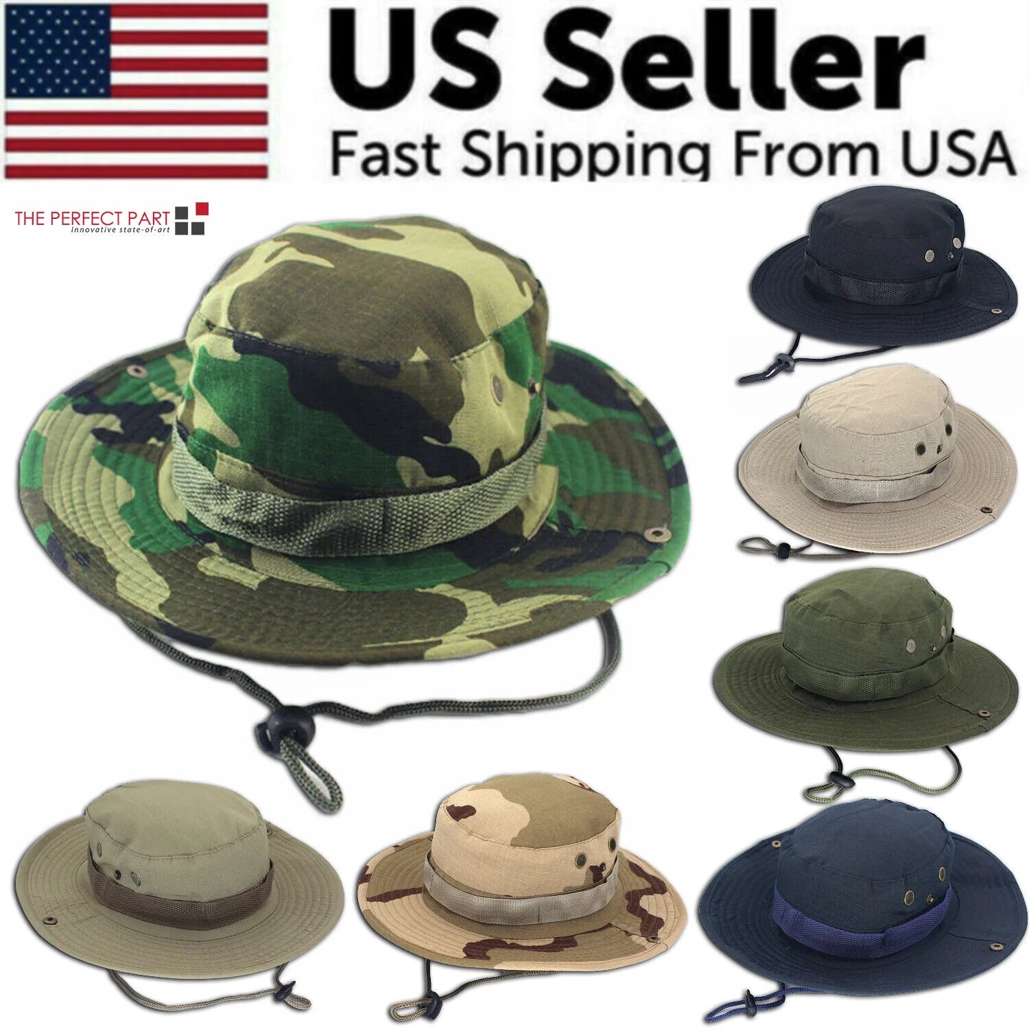 Boonie Bucket Hat – Outdoor Camo Safari Cap w/ Mesh & Wide Brim