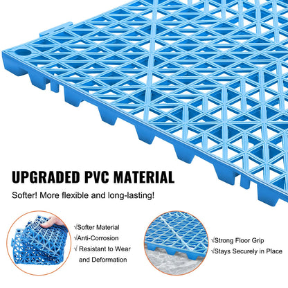 VEVOR Interlocking Drainage Floor Tiles – 55 PCS, 12x12 in, Soft PVC, Blue