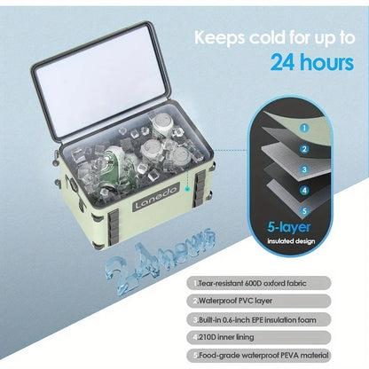Lanedo Soft Cooler 36 Can 25 Botters, Insulated Bag Portable Ice Chest Box Floating Cooler Leak-Proof (Green)