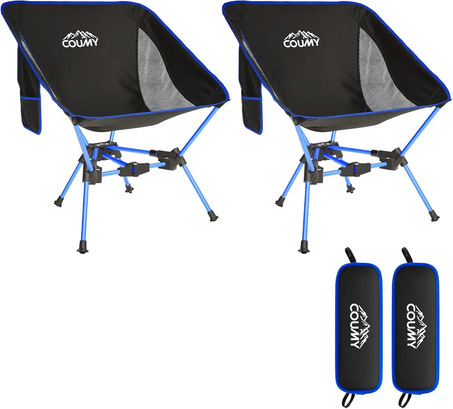 2-Pack Ultralight Camping Chairs – Folding & Portable with Side Pockets