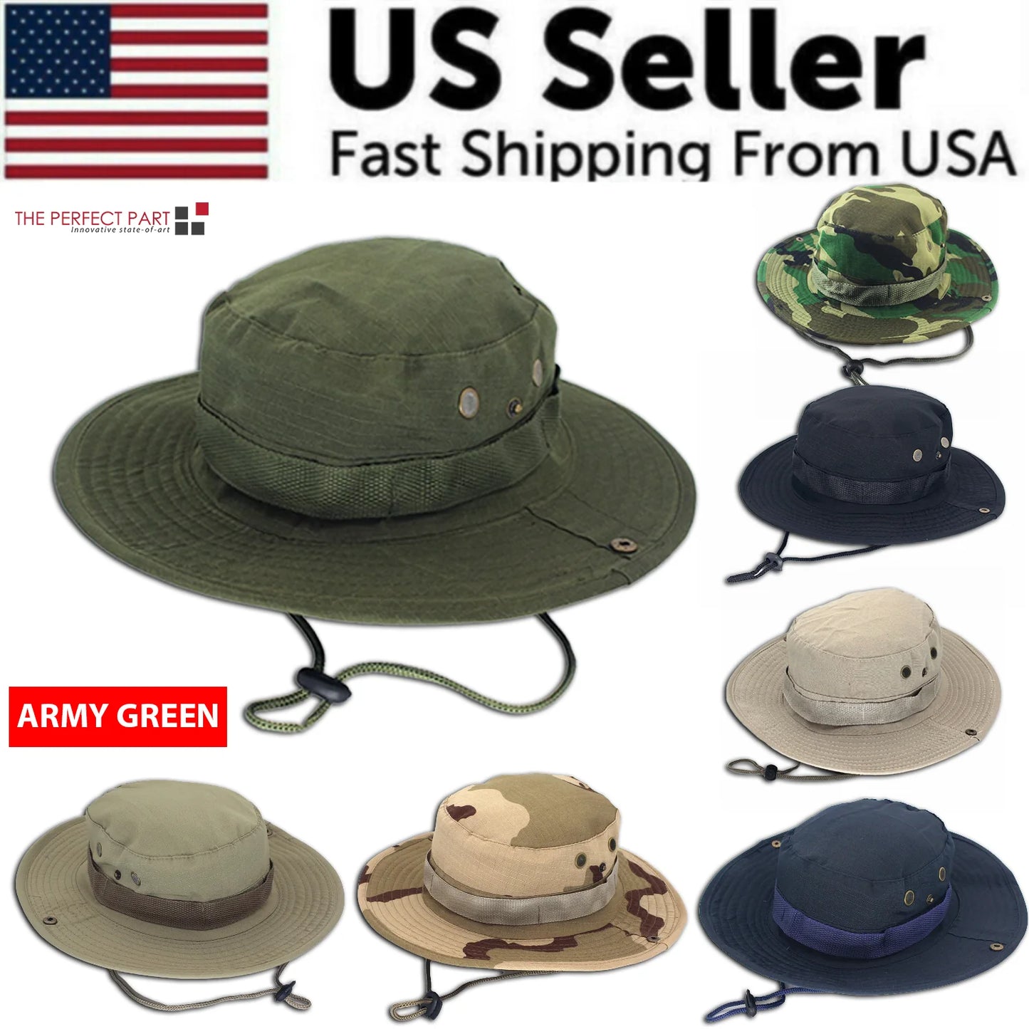 Boonie Bucket Hat – Outdoor Camo Safari Cap w/ Mesh & Wide Brim