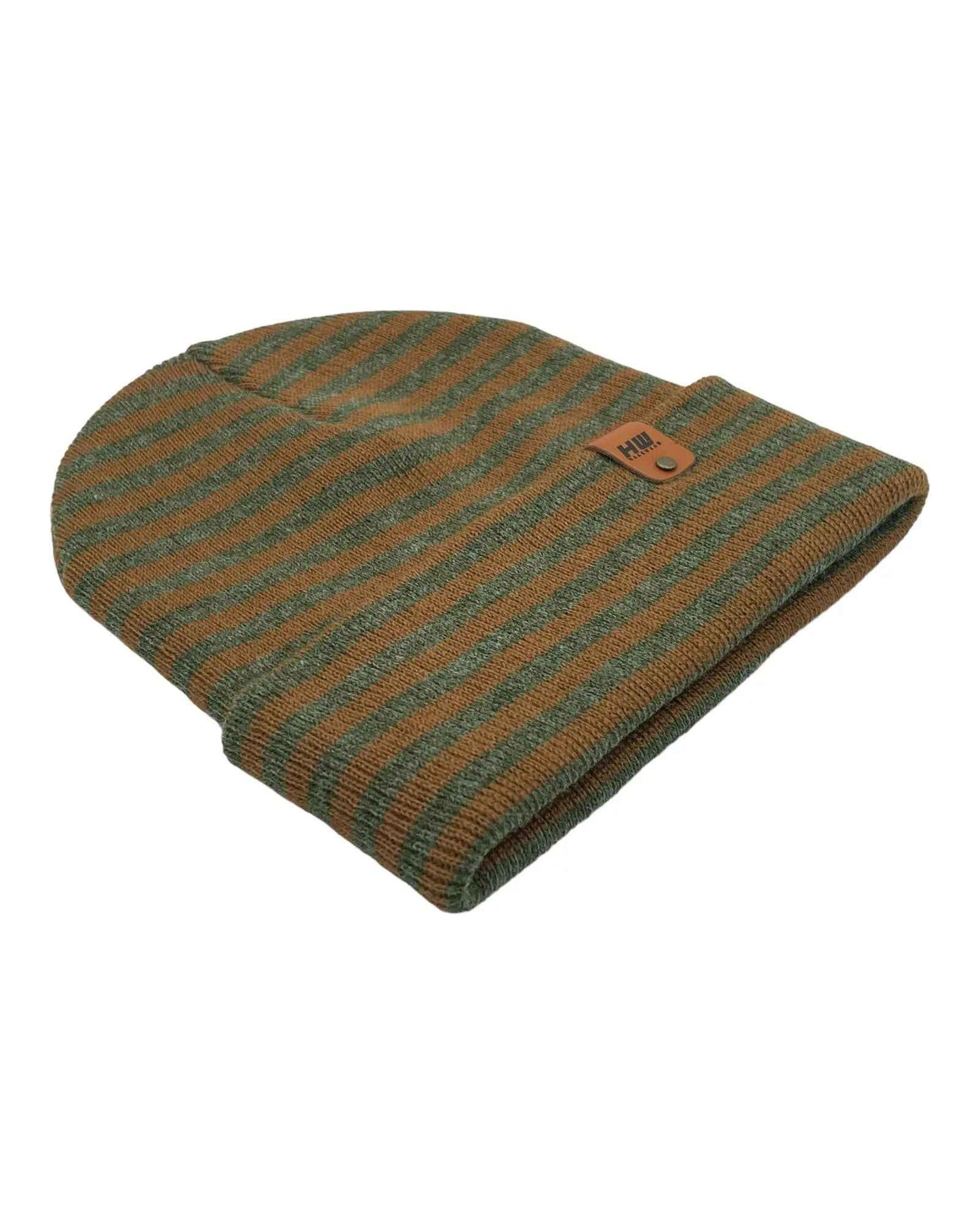 Classic RORO Knit Beanie – Brown & Green | HAAKWEAR USA Made